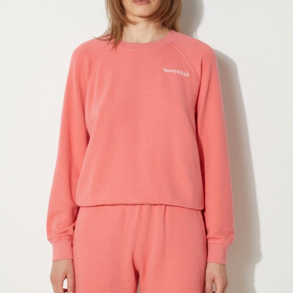 Sporty & Rich Sweaters - NWT Sporty & Rich Serif Logo Soft Crewneck Sweatshirt | Women’s Casual Pullover